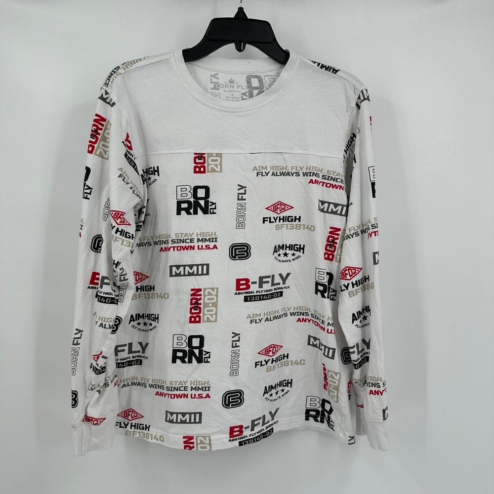Born‎ Fly Womens Y2K Urban Streetwear T Shirt Size XL Hip Hop Aviation Skater